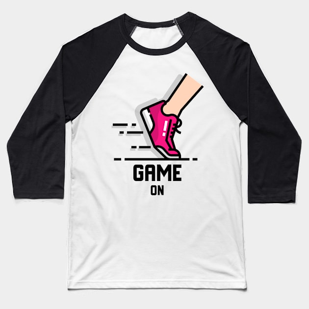 Game On running motivation pink Baseball T-Shirt by YungBick